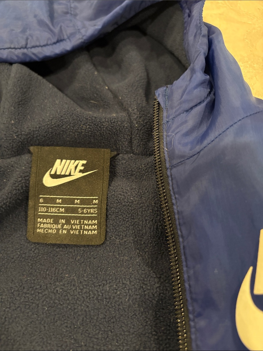 Nike Blue Lightweight Hooded Jacket with Fleece Lining